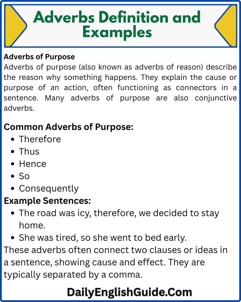 Adverbs of Purpose