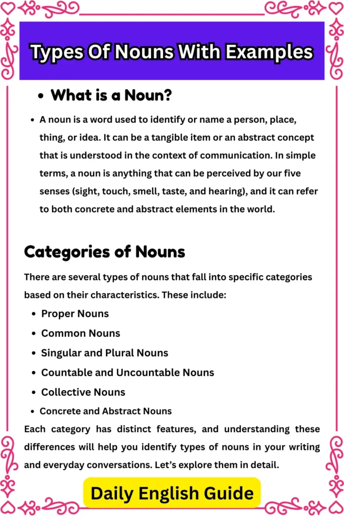 Types Of Nouns With Examples