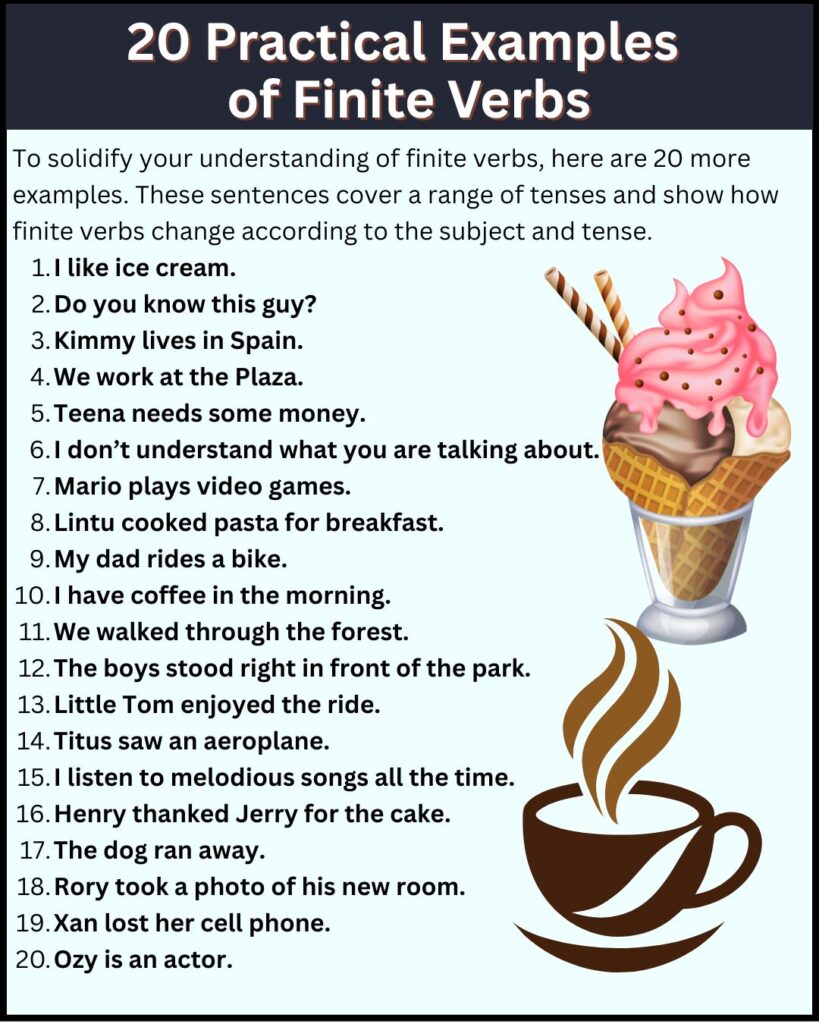 20 Practical Examples of Finite Verbs