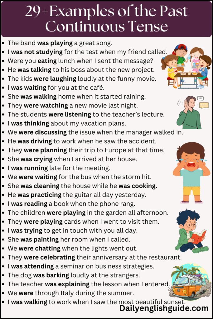 30 Examples of the Past Continuous Tense