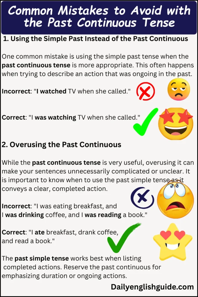 Common Mistakes to Avoid with the Past Continuous Tense