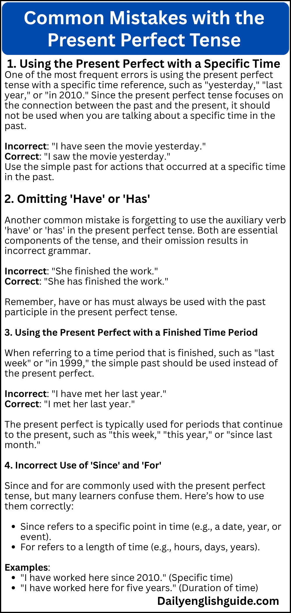Common Mistakes with the Present Perfect Tense