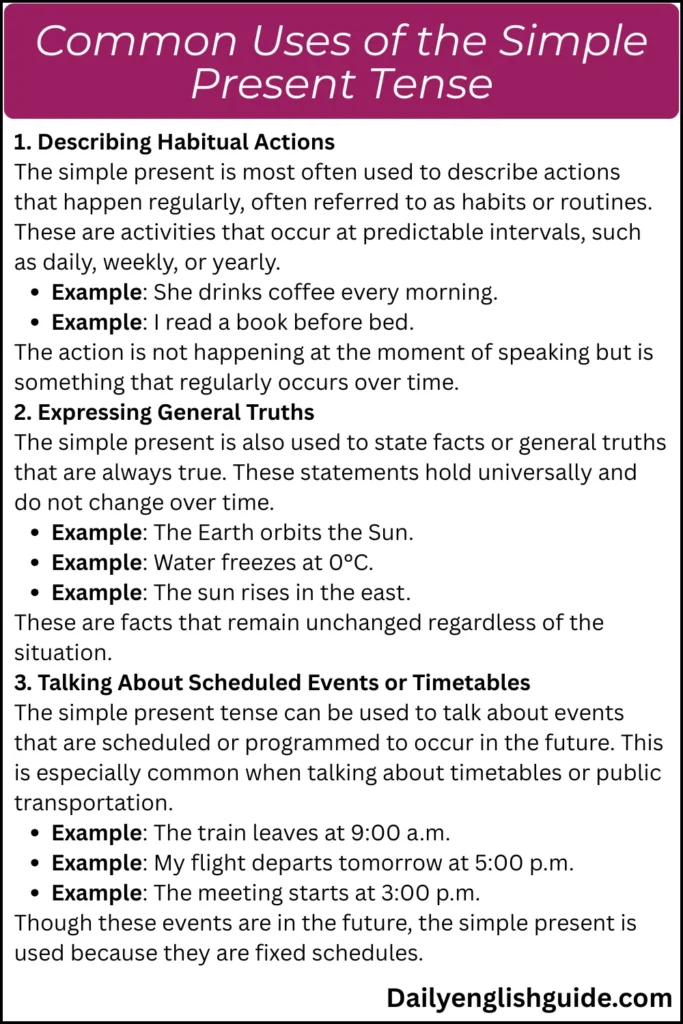 Common Uses of the Simple Present Tense