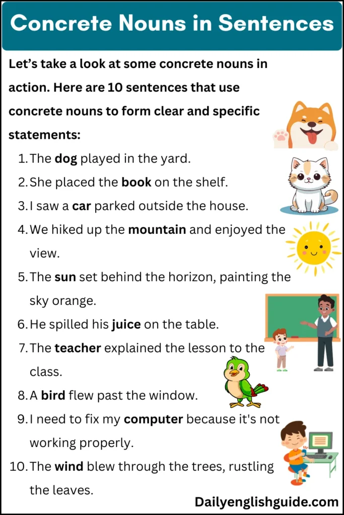 Concrete Nouns in Sentences