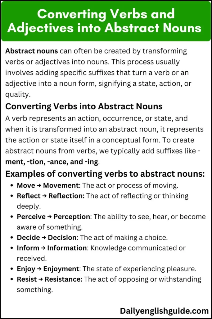 Converting Verbs and Adjectives into Abstract Nouns