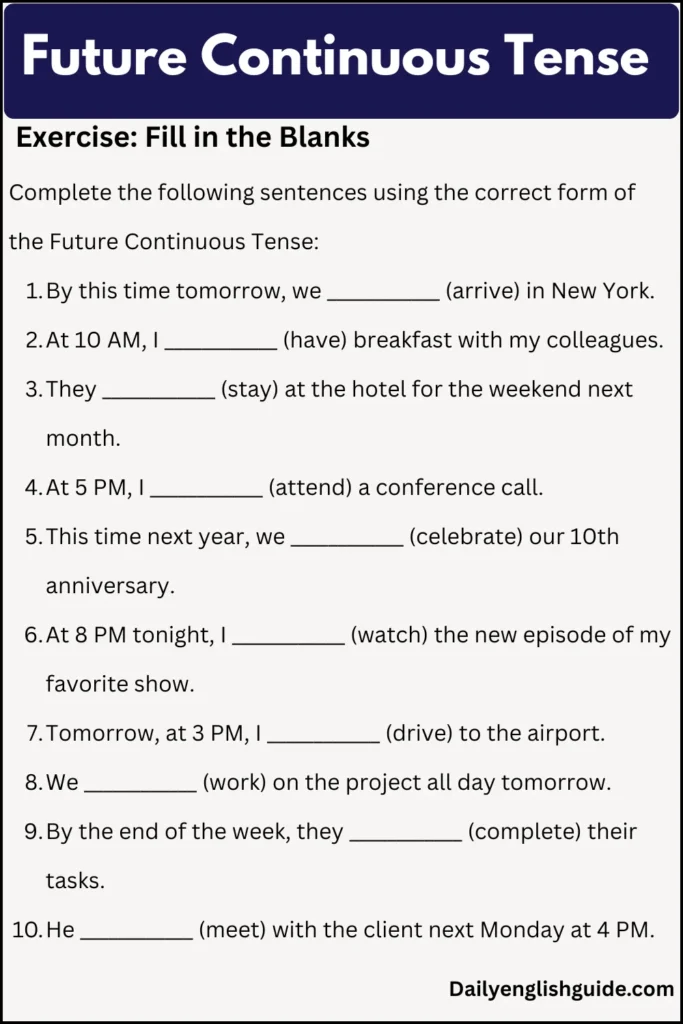 Future Continuous Tense