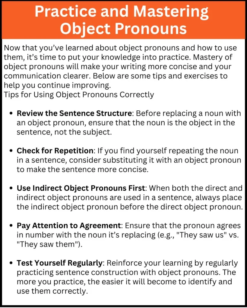 Practice and Mastering Object Pronouns