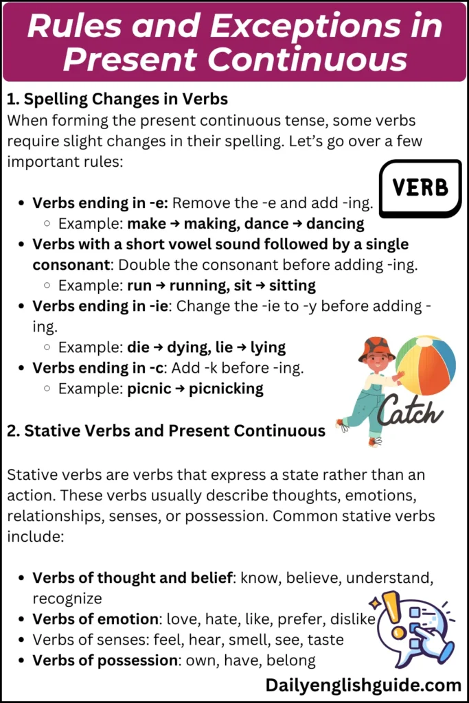 Rules and Exceptions in Present Continuous
