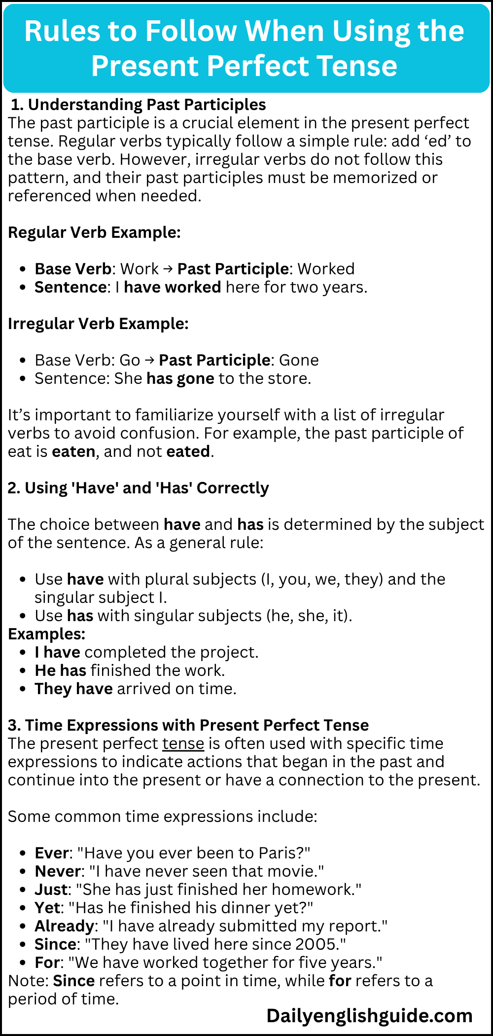 Rules to Follow When Using the Present Perfect Tense