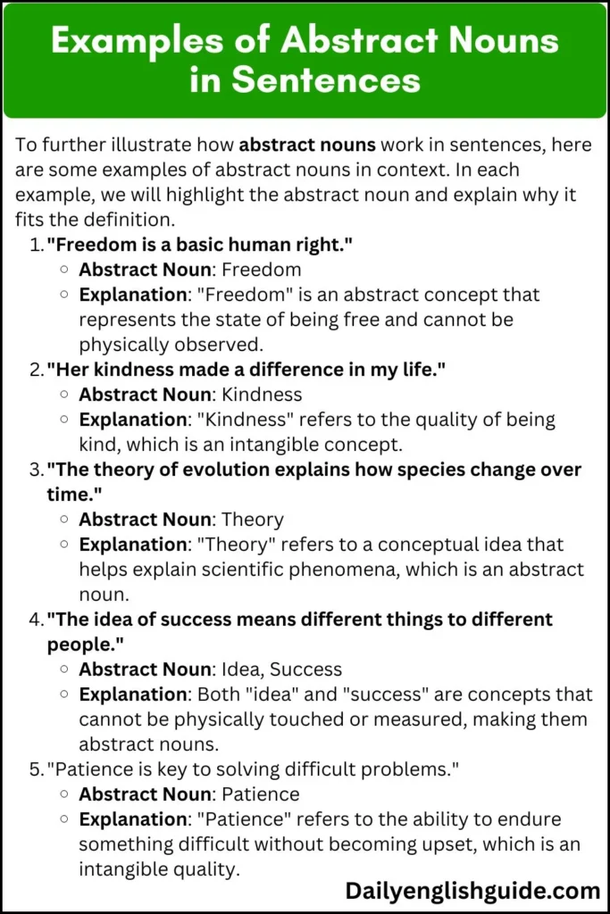 Examples of Abstract Nouns in Sentences