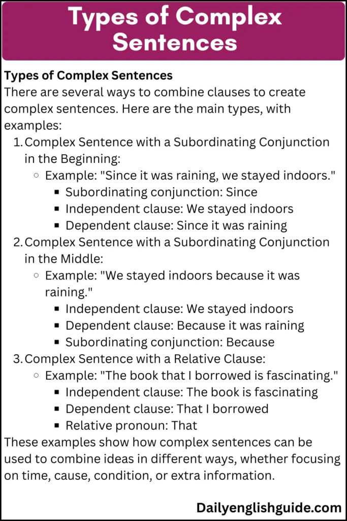 Types of Complex Sentences
