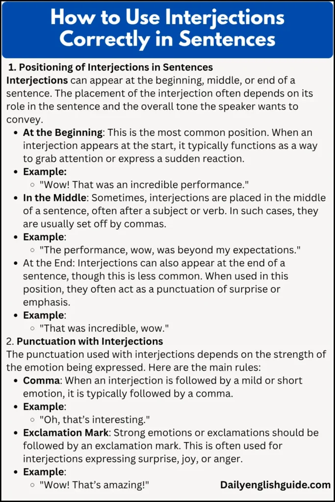 How to Use Interjections Correctly in Sentences