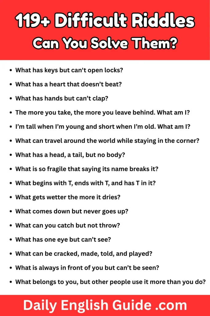 119+ Difficult Riddles