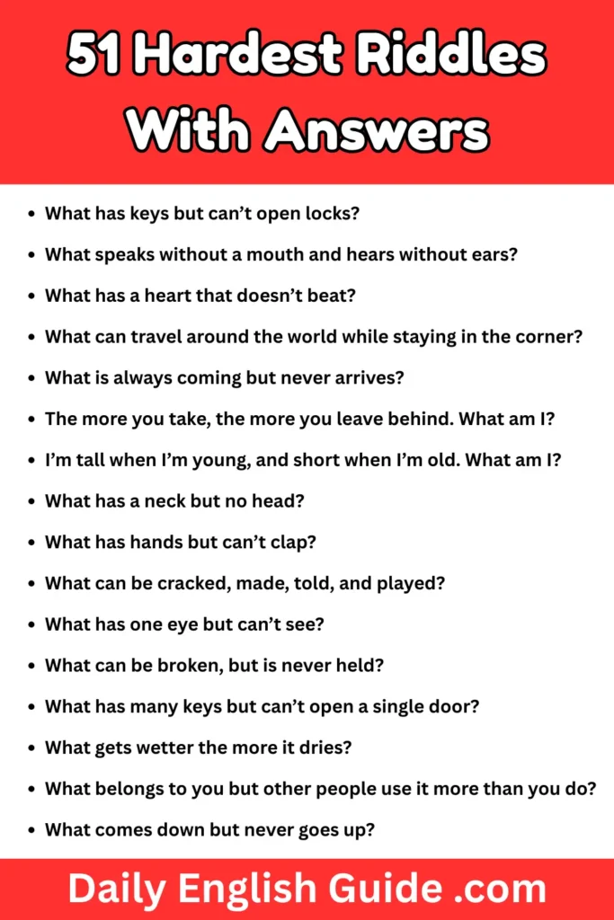 51 Hardest Riddles With Answers