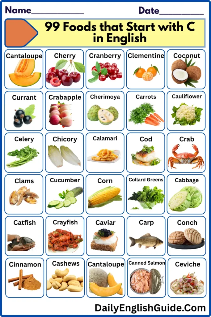 99 Foods that Start with C in English