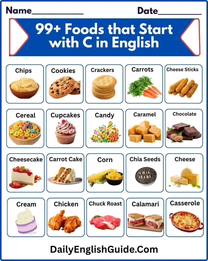 99+ Foods that Start with C in English