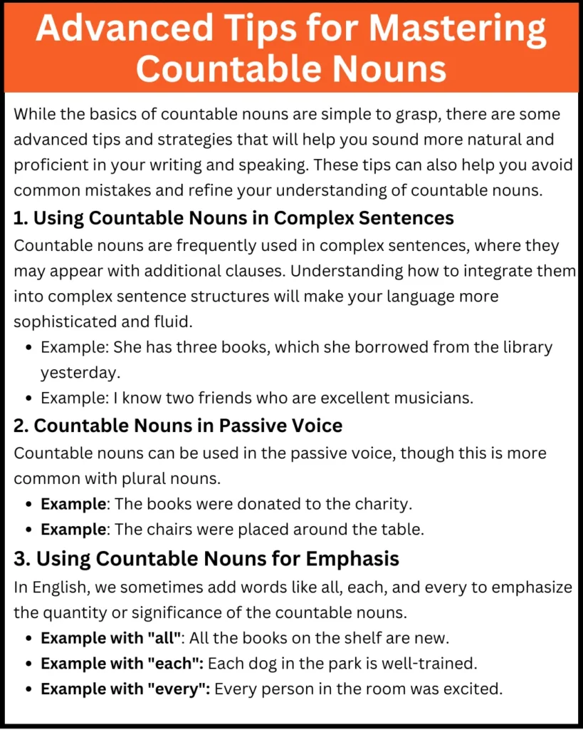 Advanced Tips for Mastering Countable Nouns