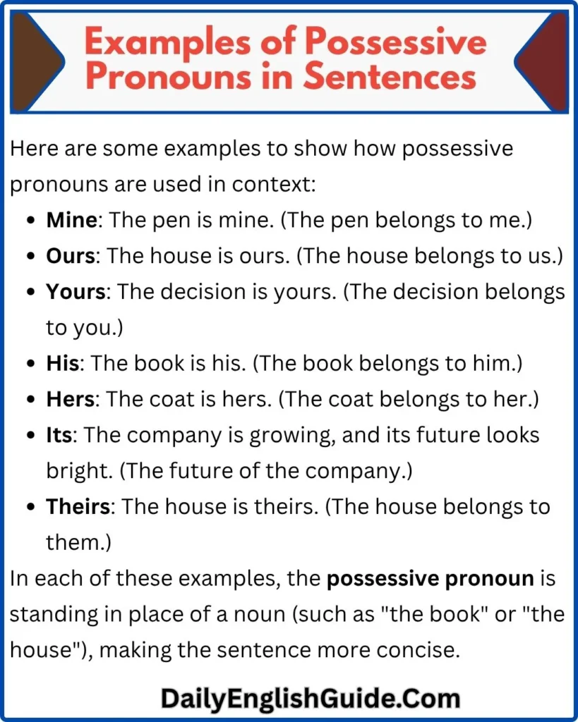 Examples of Possessive Pronouns in Sentences