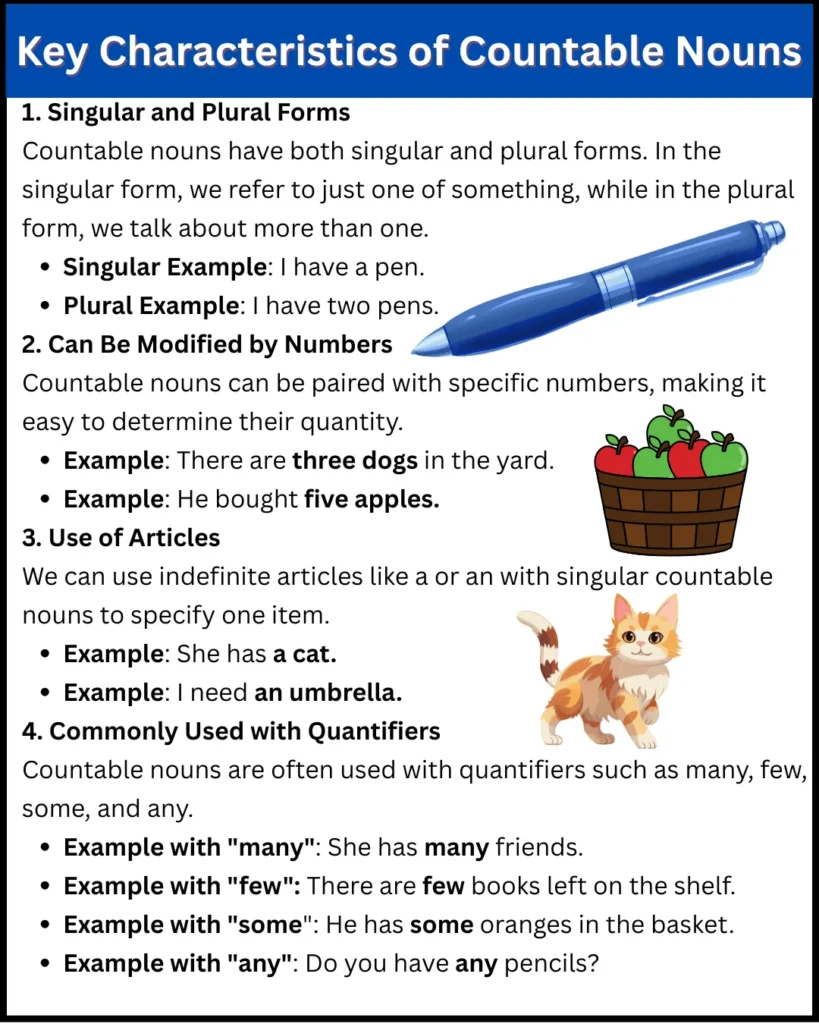 Key Characteristics of Countable Nouns