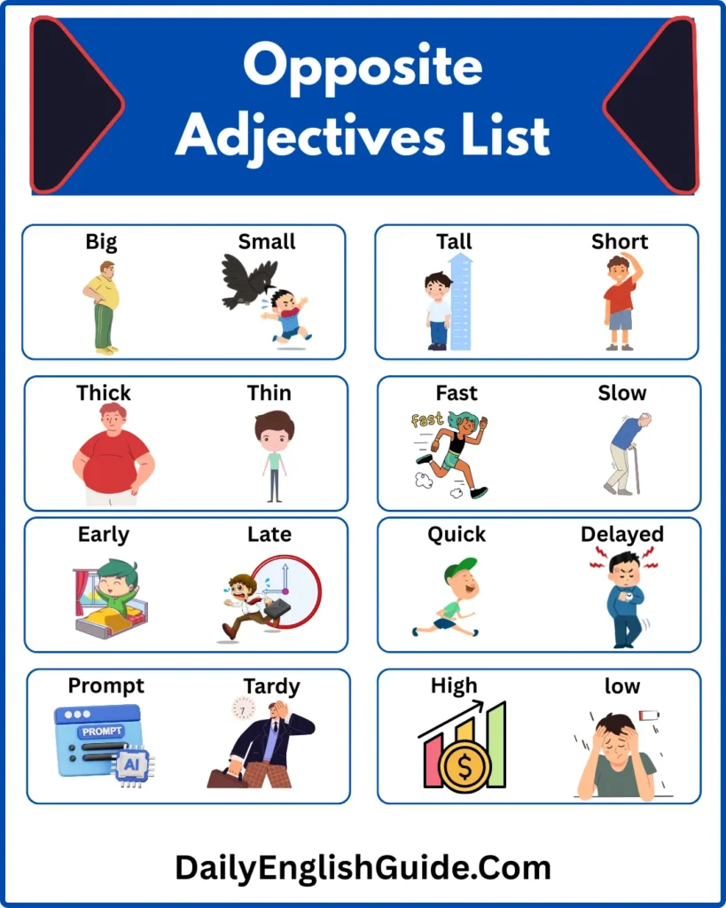 Opposite Adjectives List  