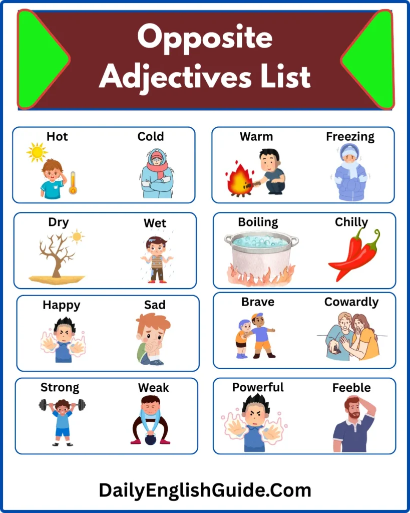 89 Opposite Adjectives in English with Pictures