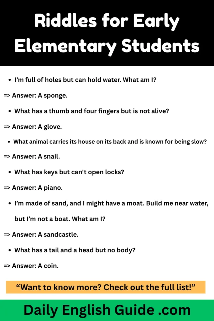 Riddles for Early Elementary Students