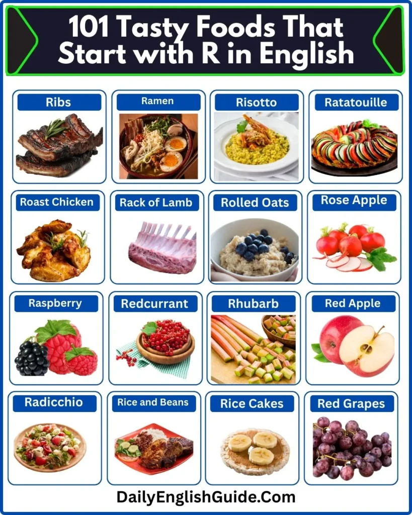 101 Tasty Foods That Start with R in English