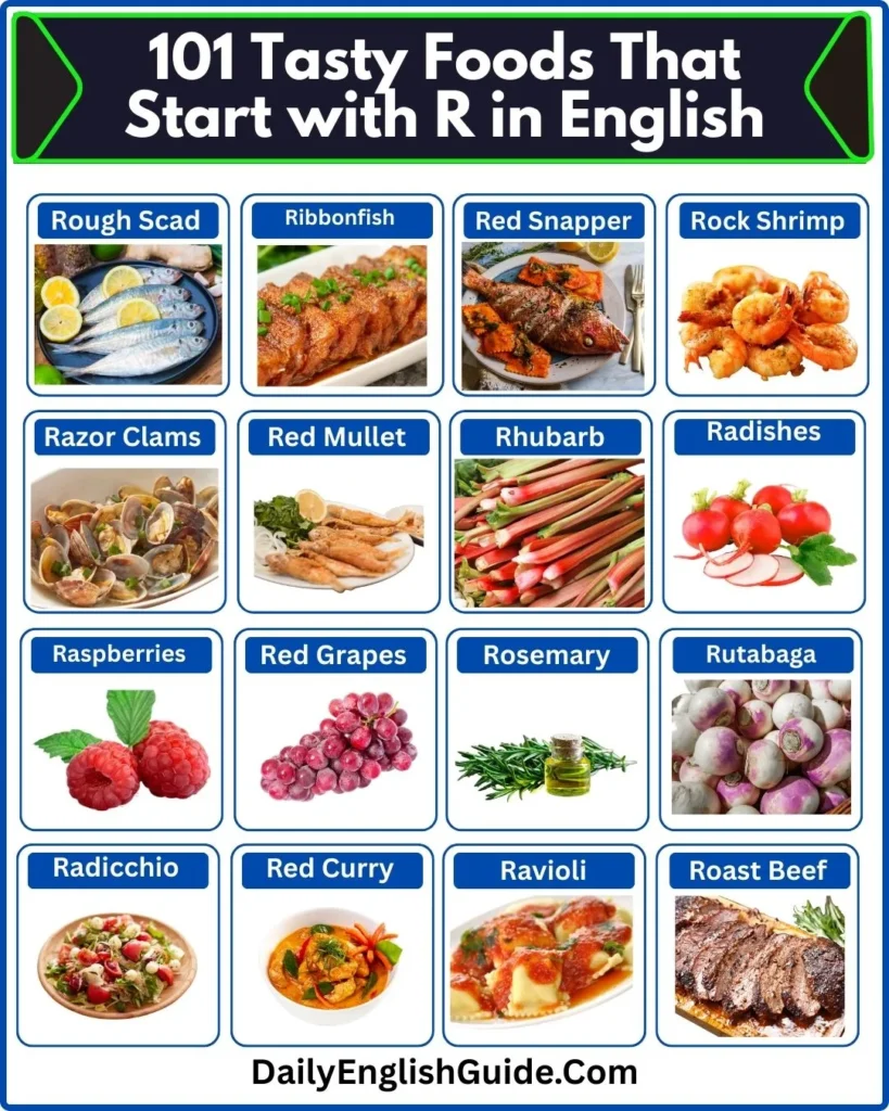 101 Tasty Foods That Start with R in English