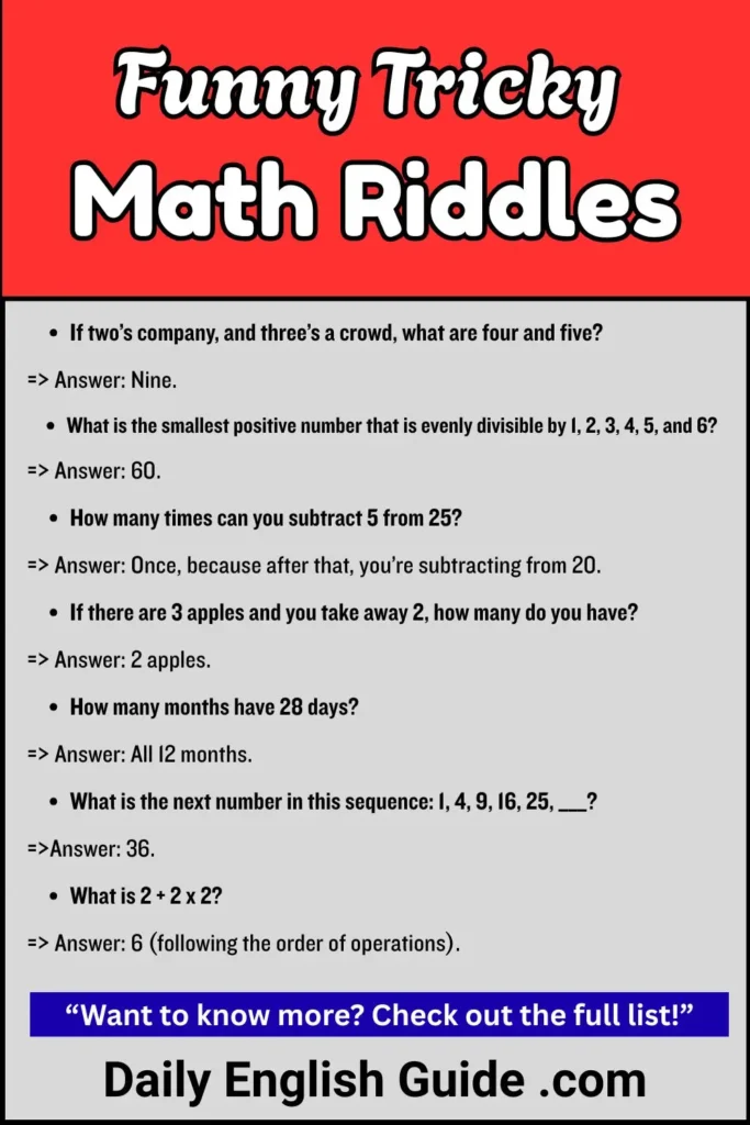 Funny Tricky Math Riddles