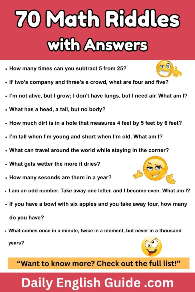 70 Math Riddles with Answers