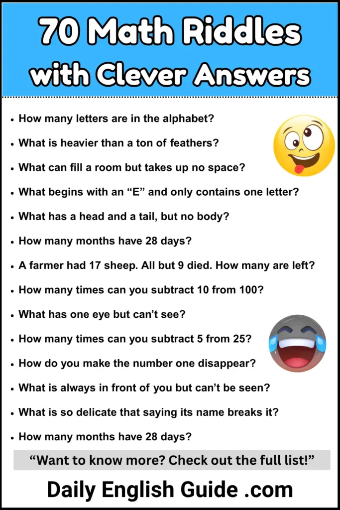 70 Math Riddles with Clever Answers