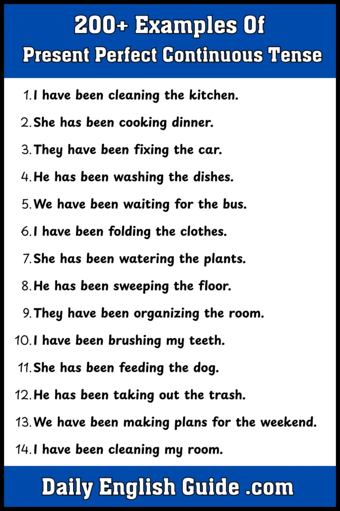 200+ Examples Of Present Perfect Continuous Tense